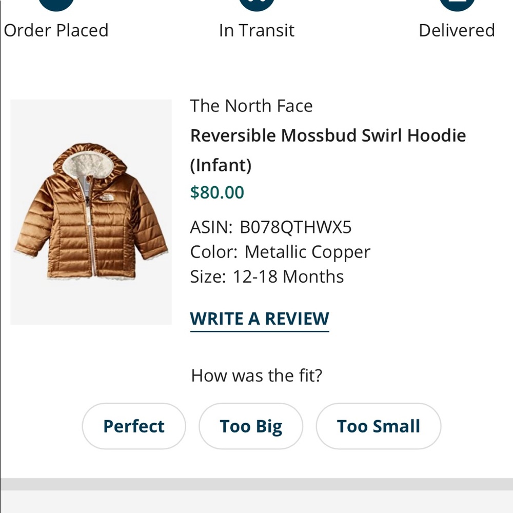 North face winter coat